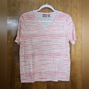 Chico's white/red stripe tshirt